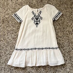 Old Navy White and Black Embroidered Kids Dress
